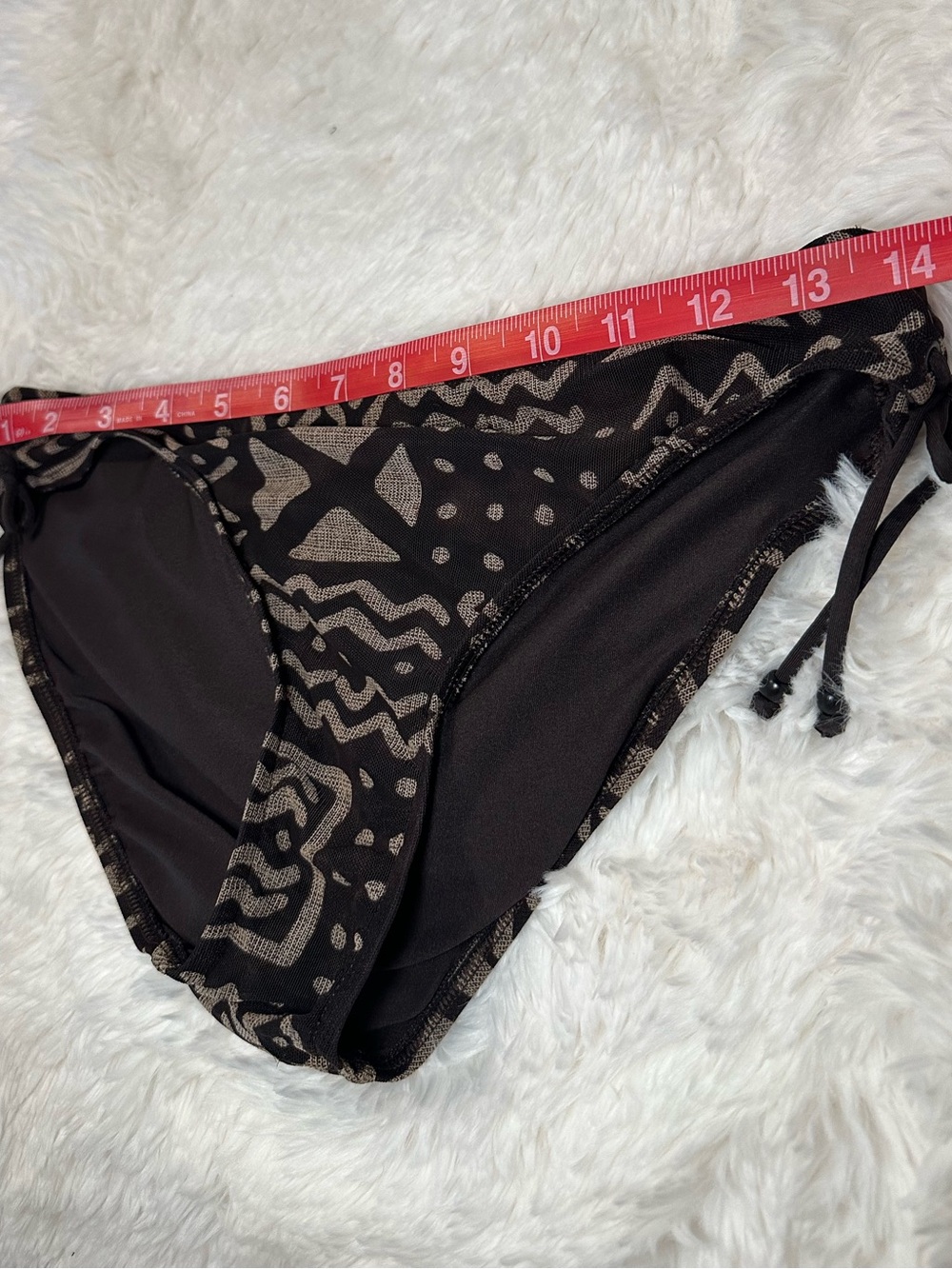Ralph Lauren Tribal Print Tankini Swim Set Side Tie Brown Tan M Est - Picture 5 of 16